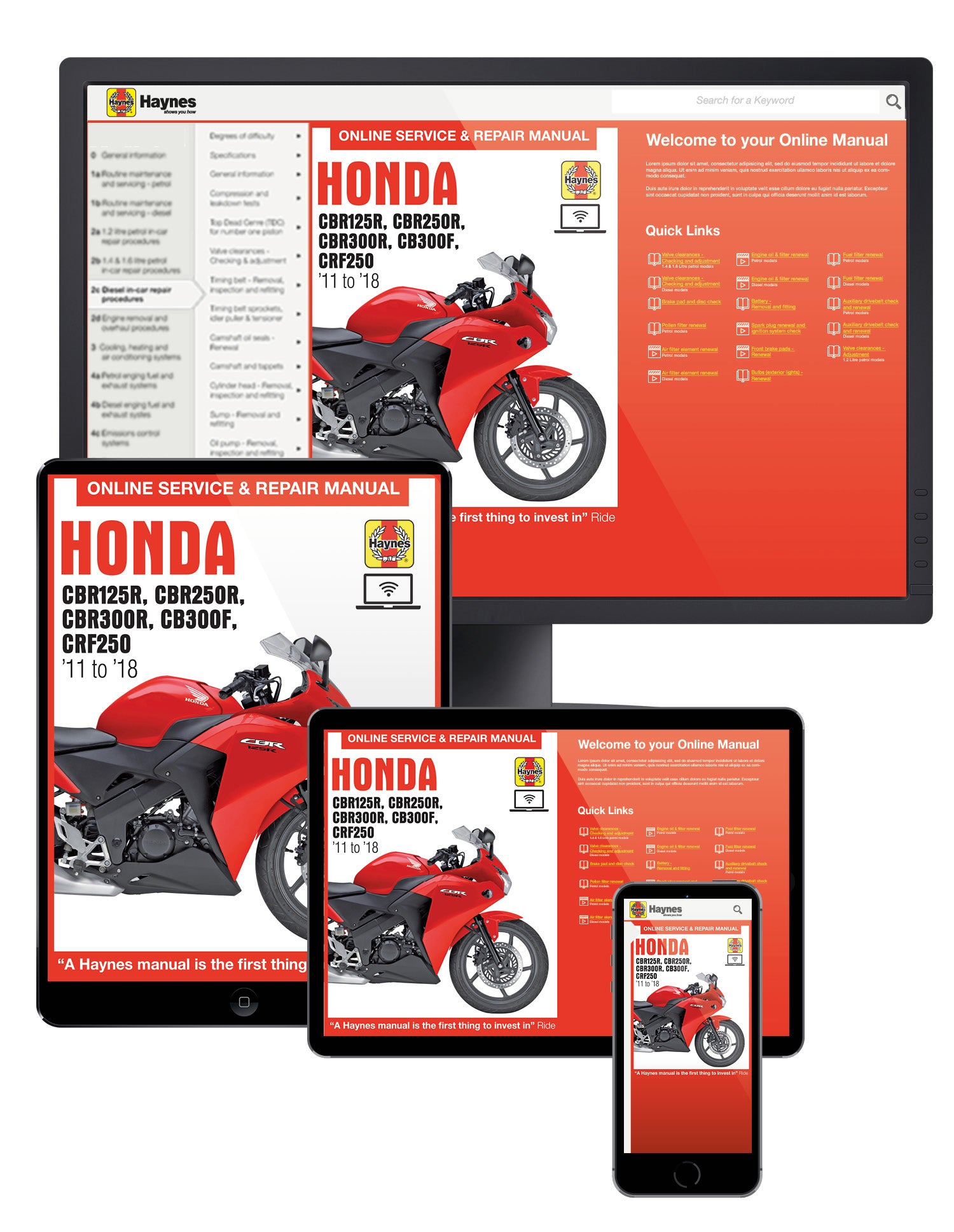 Honda CBR125/250/300R, CB300F & CRF250L/M (11-18) Haynes Repair Manual