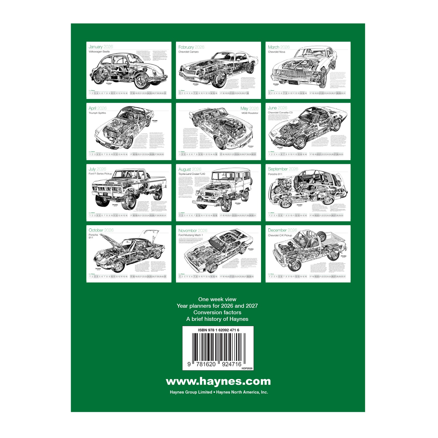 Haynes Classic Car Desk Planner 2026 - Hardcover