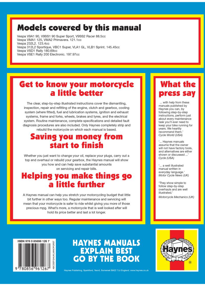 Back cover of a Haynes repair manual