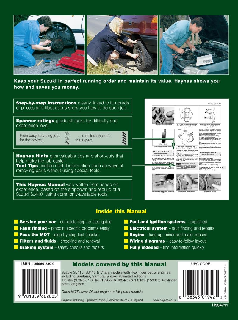 Back cover of a Haynes repair manual