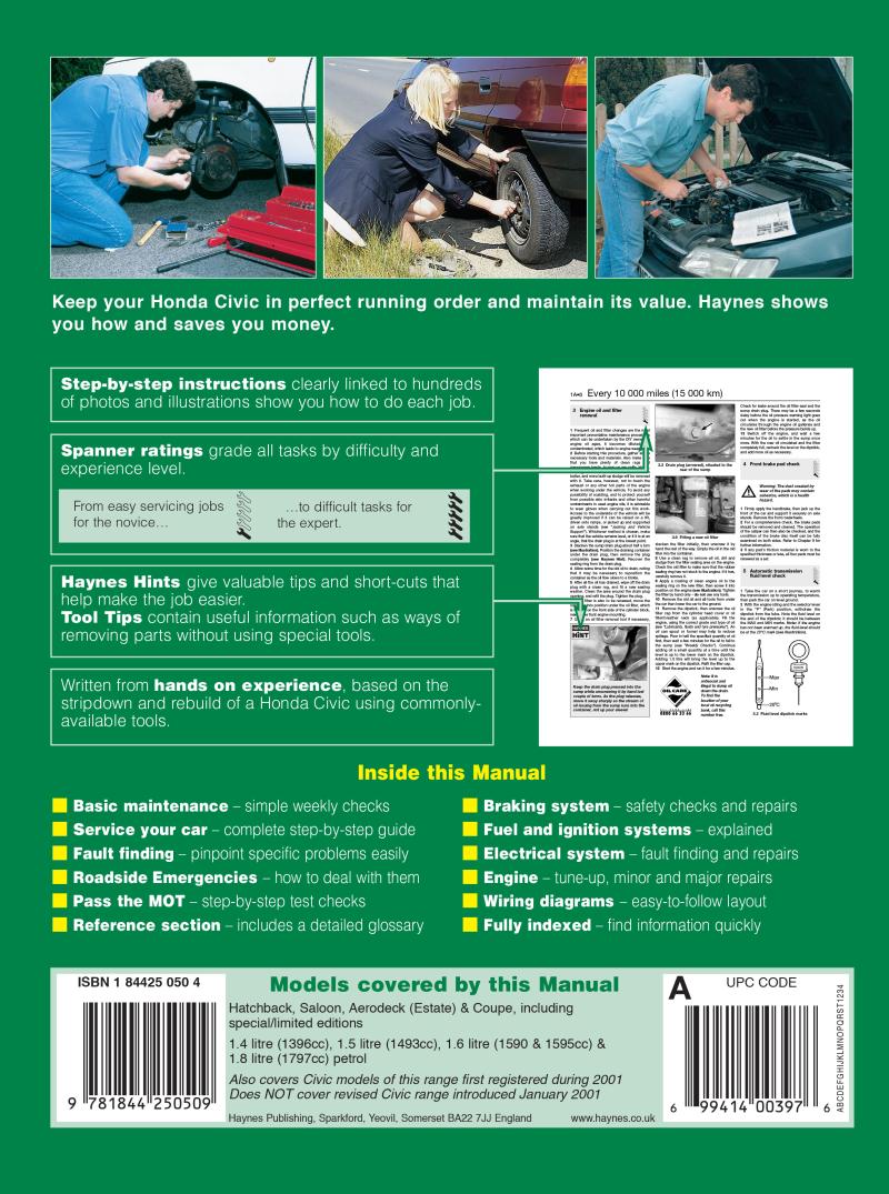 Honda Civic Petrol (Mar 95 - 00) Haynes Repair Manual