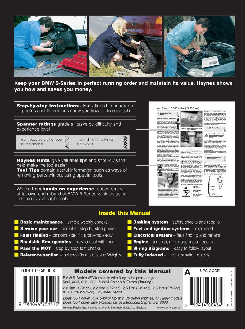 Back cover of a Haynes repair manual