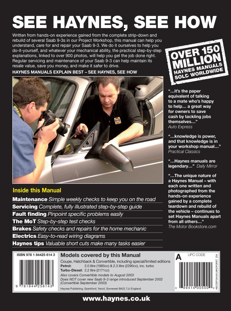 Back cover of a Haynes repair manual