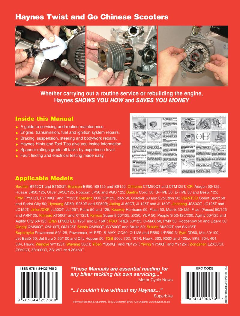 Back cover of a Haynes repair manual