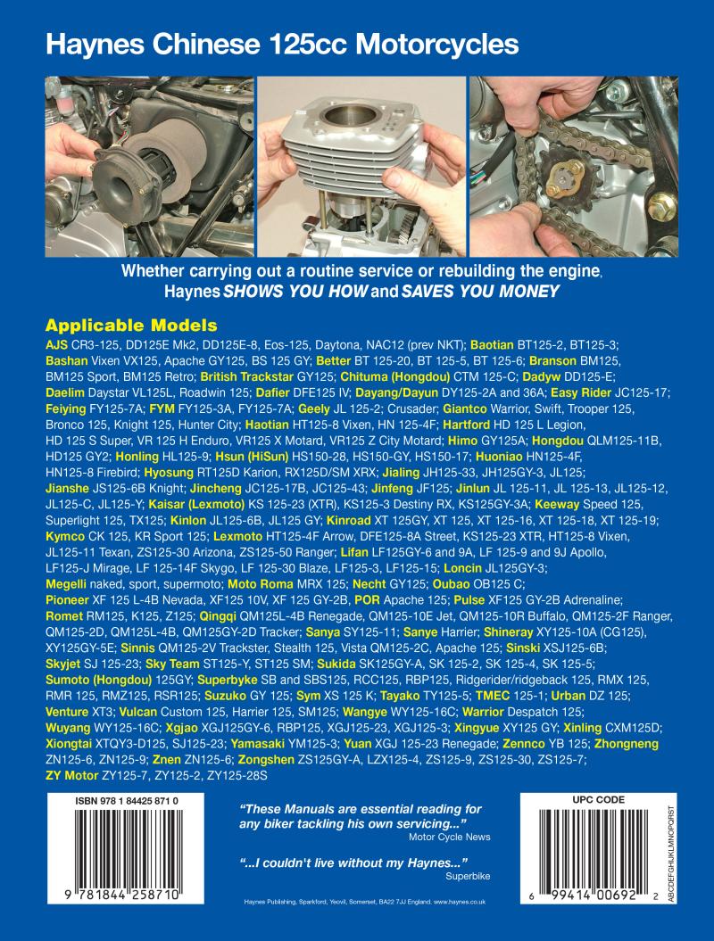 Back cover of a Haynes repair manual