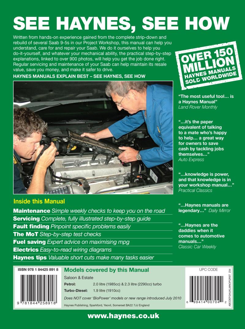 Back cover of a Haynes repair manual