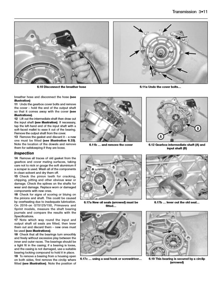 Vespa GTS, GTV, LX & S 125 to 300 (05 - 18) Haynes Repair Manual
