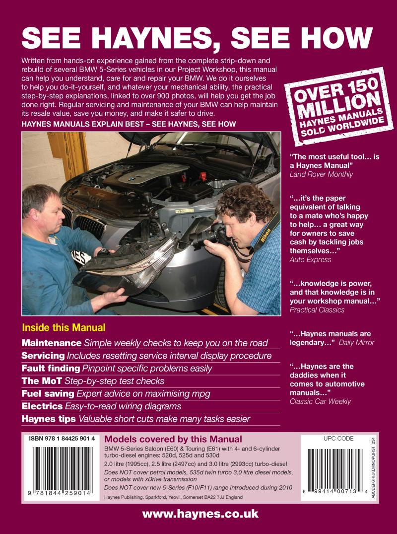 Back cover of a Haynes repair manual