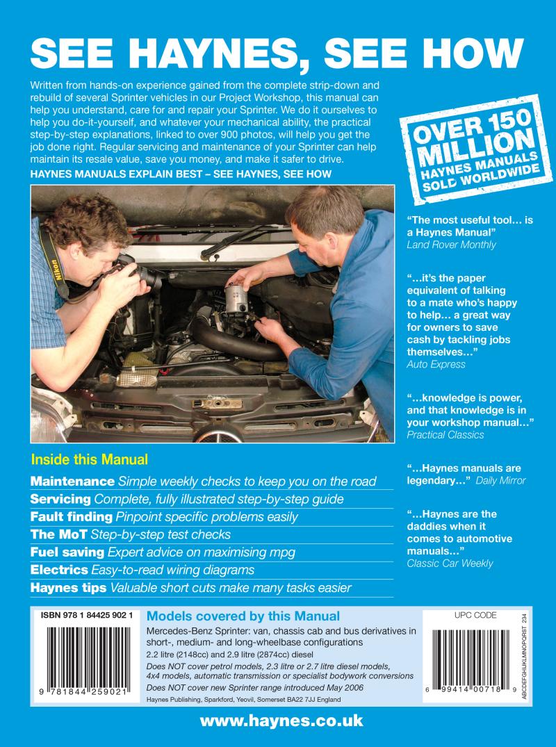 Back cover of a Haynes repair manual