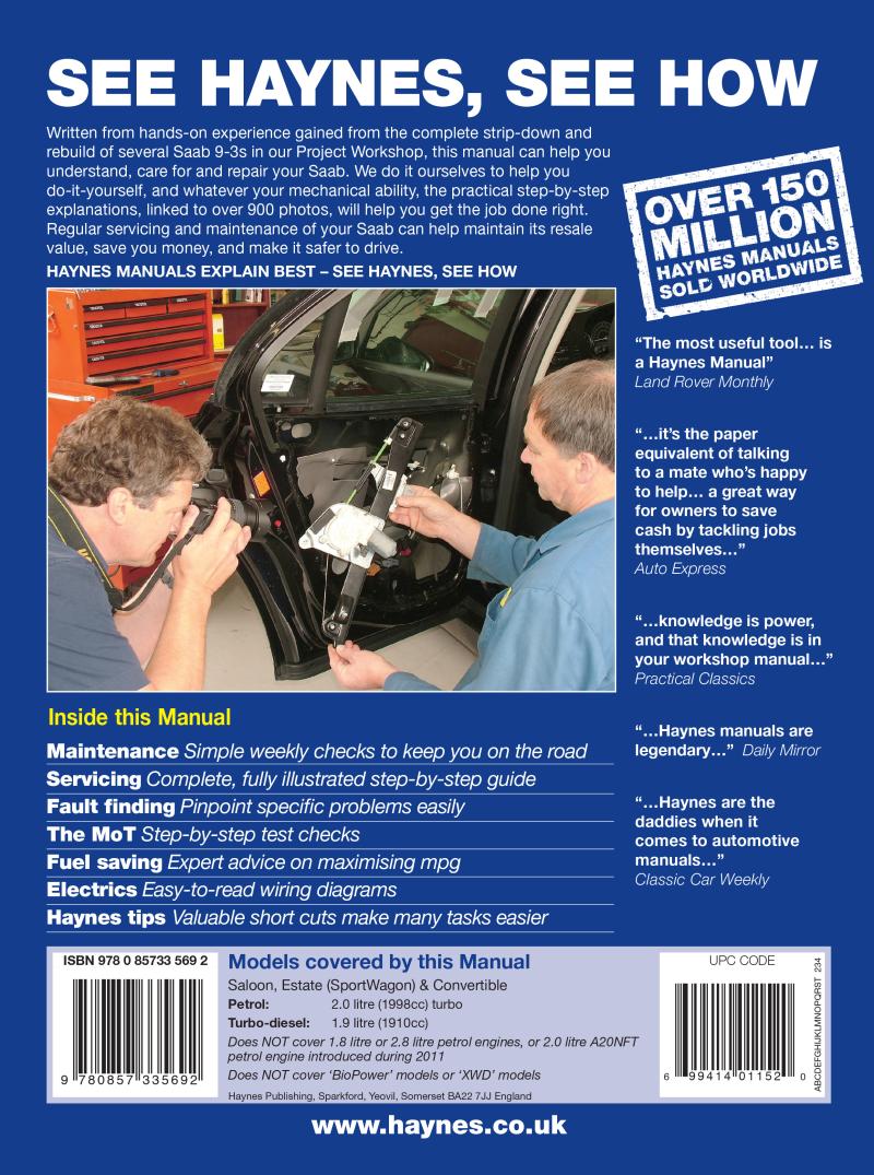 Back cover of a Haynes repair manual