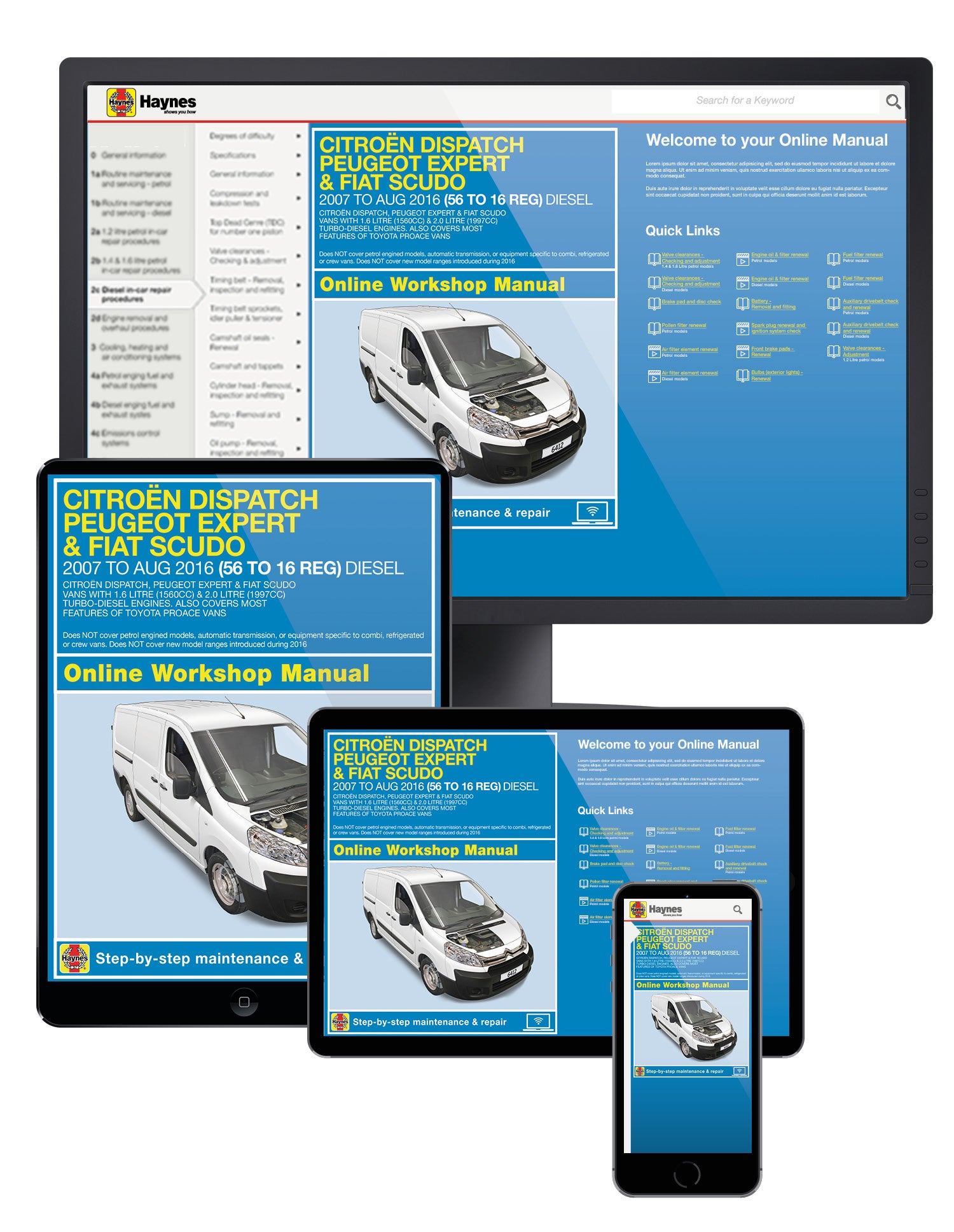 Citroen Dispatch, Peugeot Expert & Fiat Scudo Diesel 56 to 16 (07 - Aug 16) Haynes Repair Manual