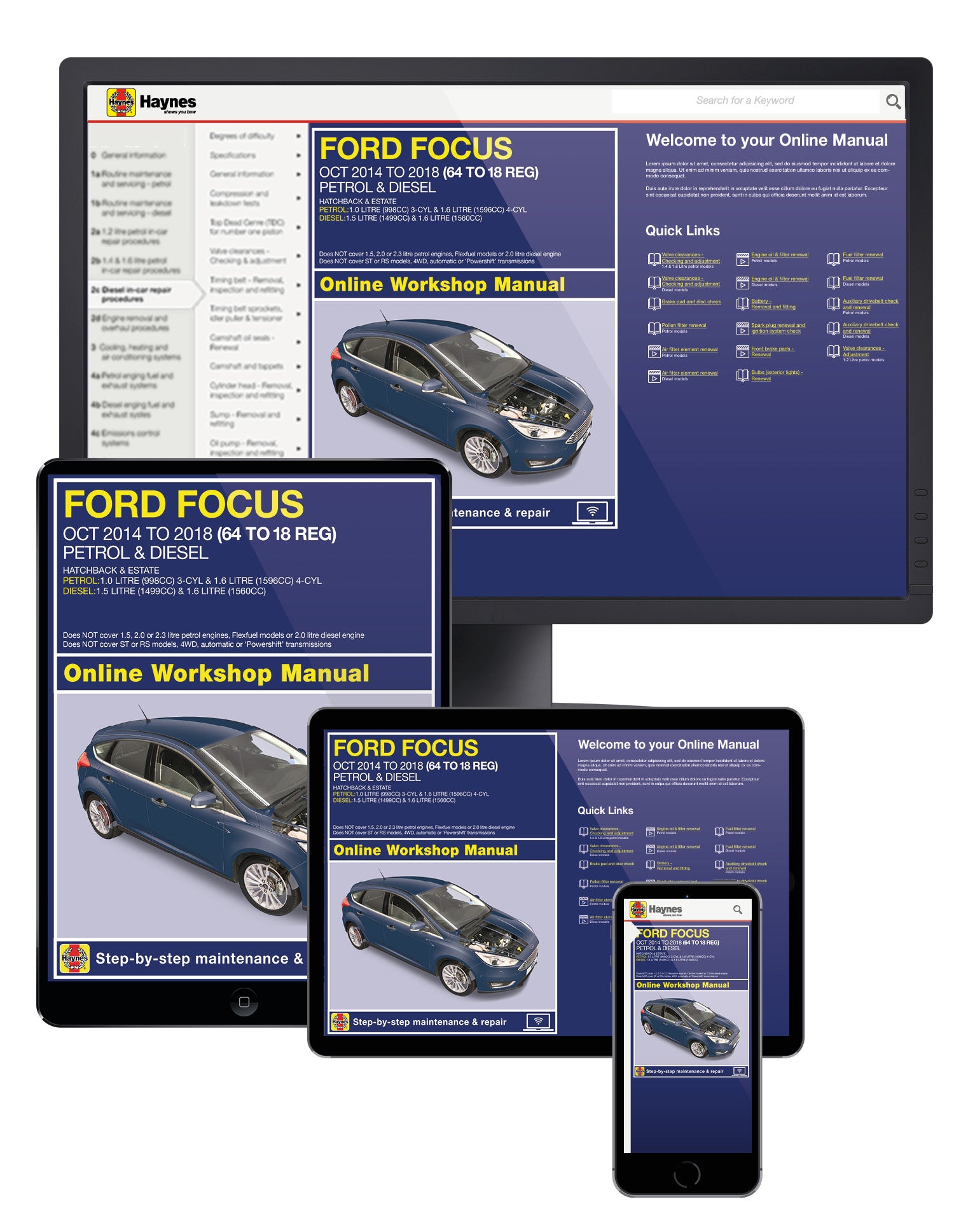 Ford Focus Petrol & Diesel 64 to 18 (Oct 14 - 18) Haynes Repair Manual
