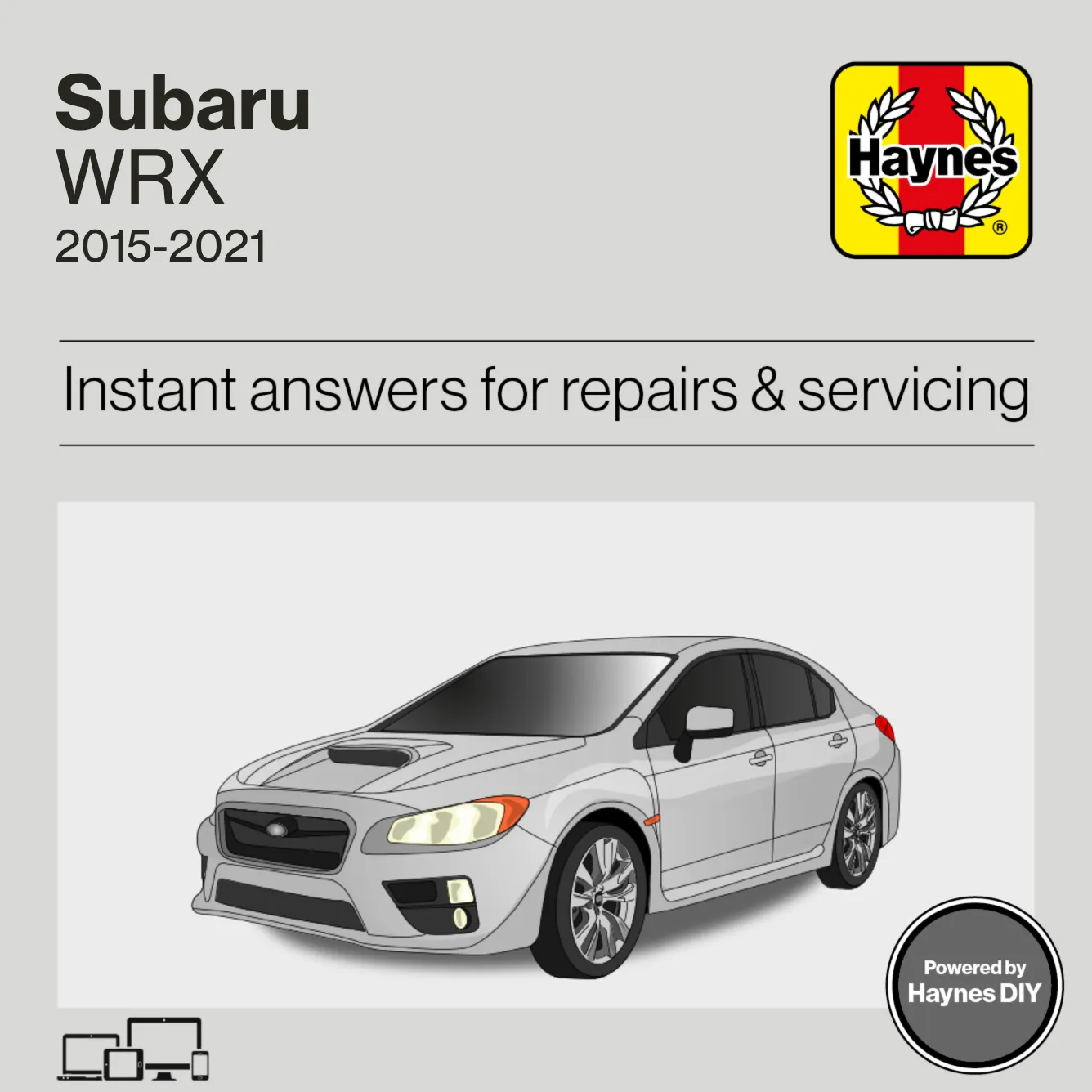 Haynes manual cover for Subaru WRX major repairs and servicing from 2015-2021.