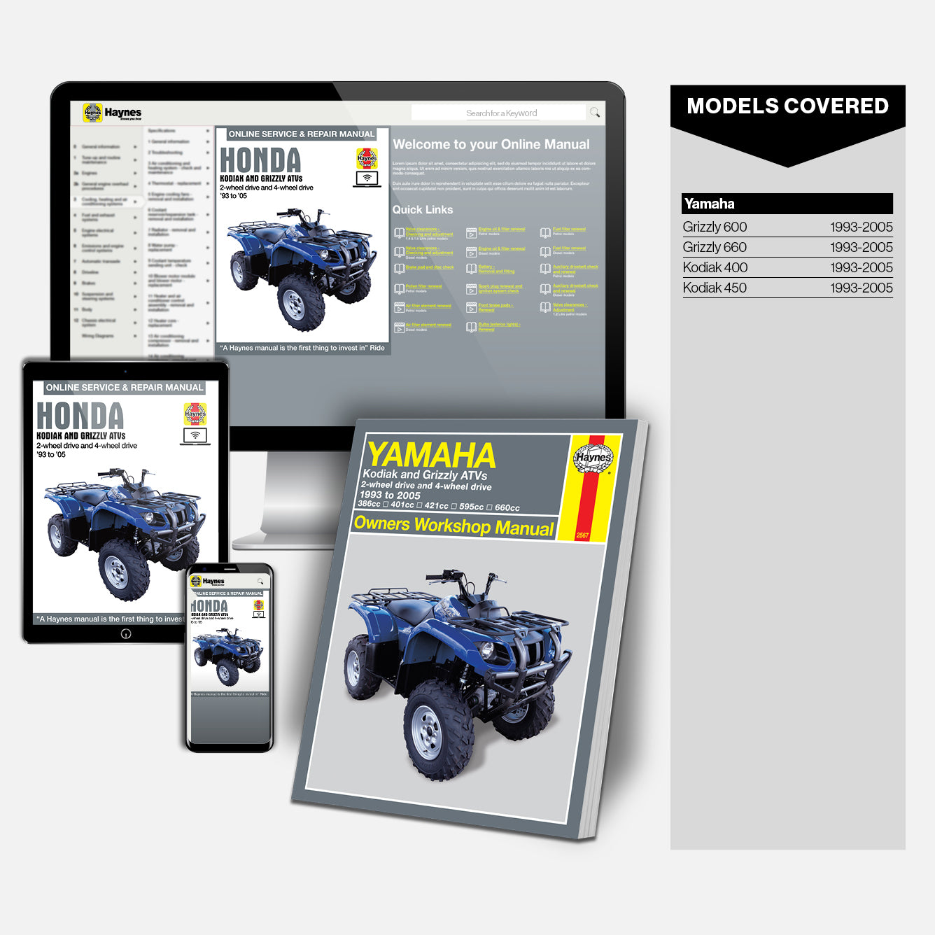 Yamaha Kodiak & Grizzly 2-wheel & 4-wheel drive 386cc, 401cc