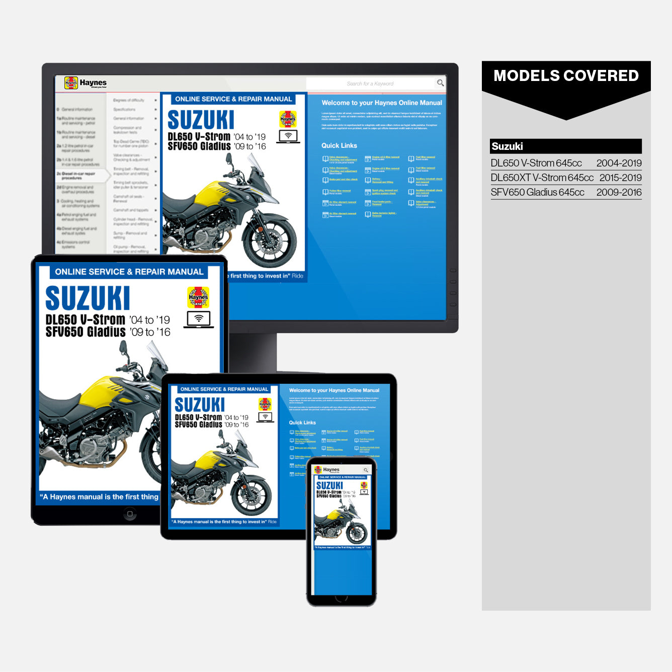 Suzuki DL650 V-Strom & SFV650 Gladius (04-19) Haynes Repair Manual