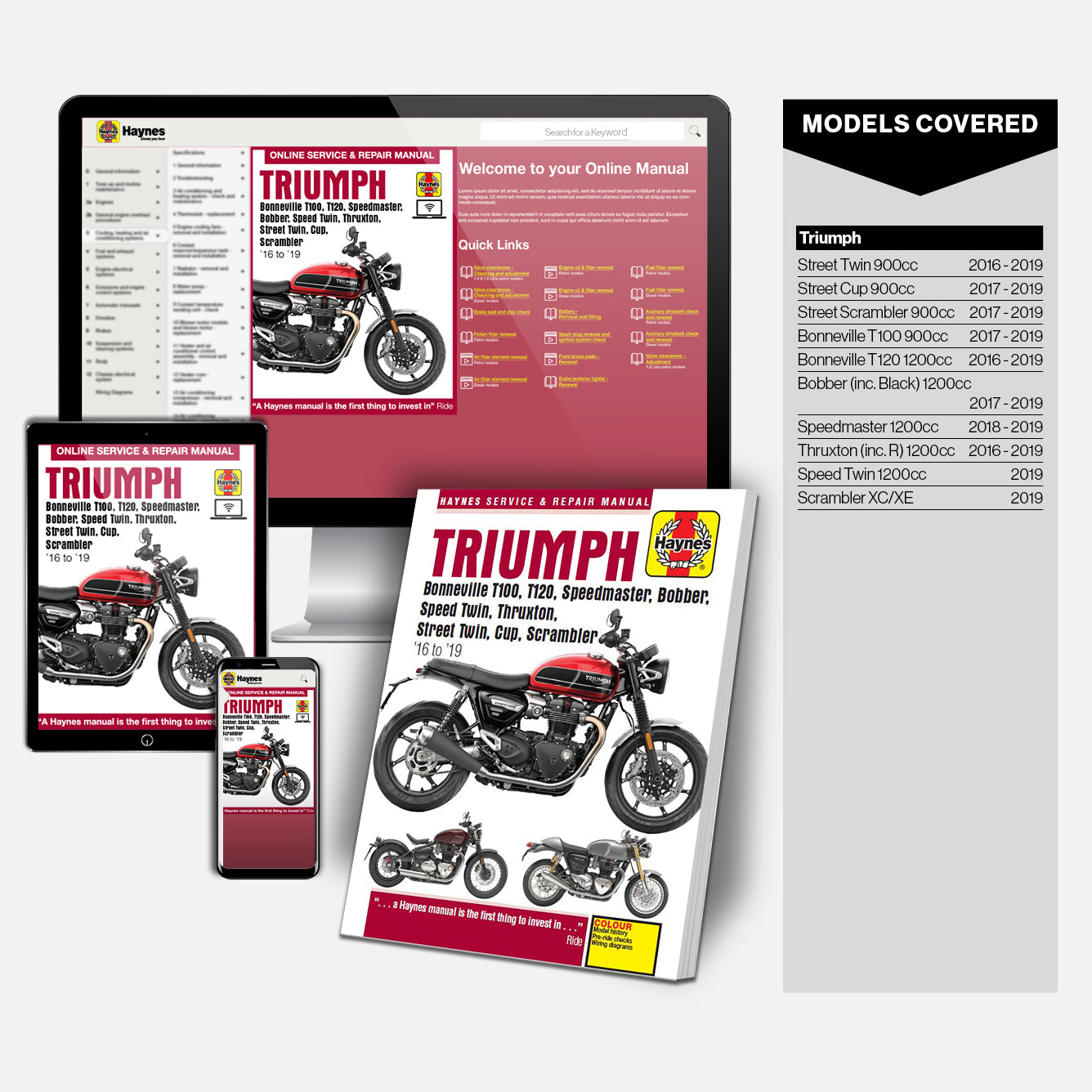 Triumph Haynes Repair Manual Book and Online Bundle