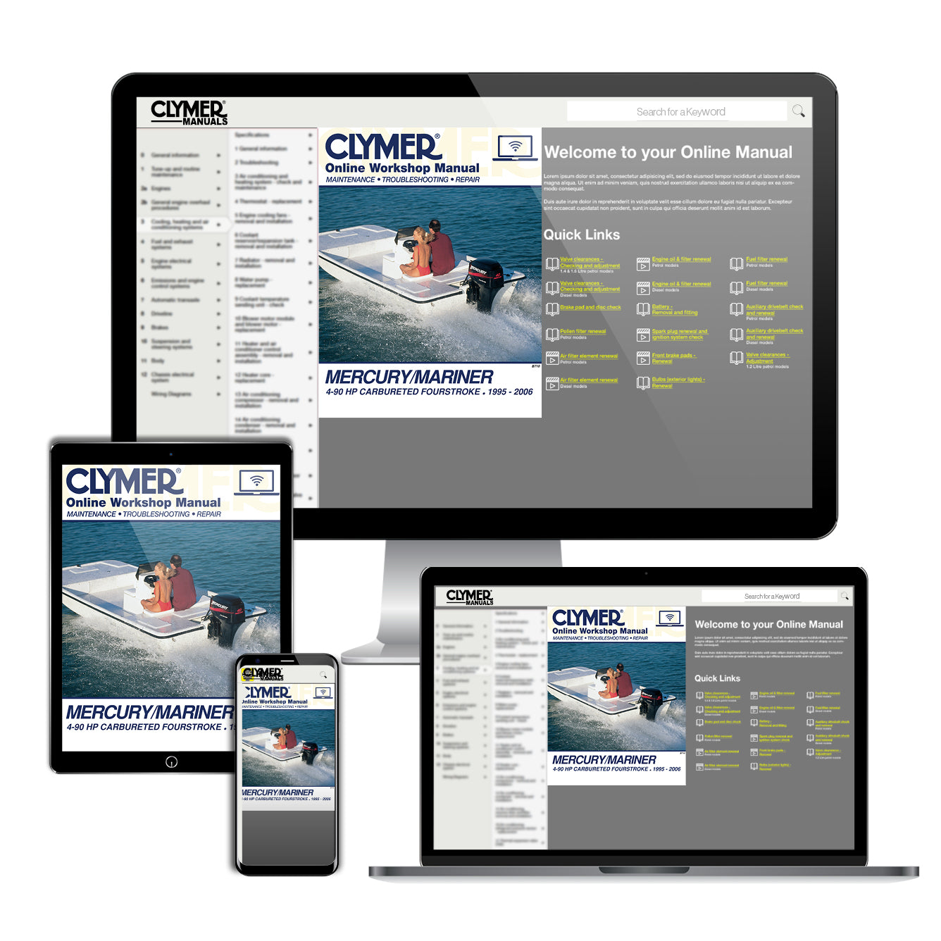 Mercury Mariner 4-90 HP Carbureted Four Stroke Outboards (1995-2006) Service Repair Manual