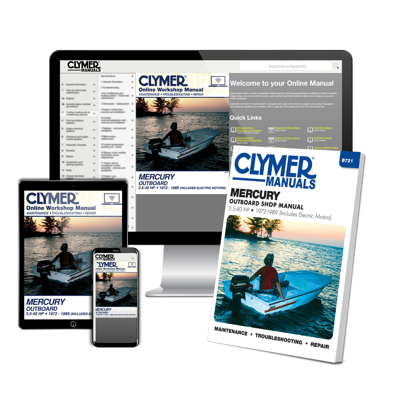 Mercury 3.5-40 HP Outboards Includes Electric Motors (1972-1989) Service Repair Manual