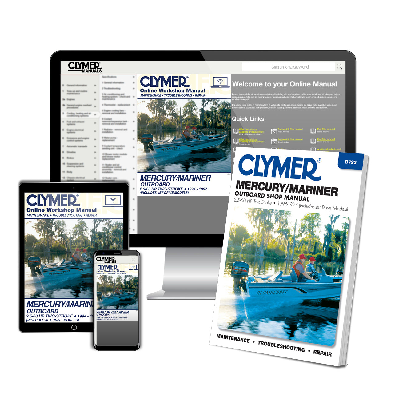 Mercury Mariner 2.5-60 HP Two Stroke Outboards Includes Jet Drive Models (1994-1997) Service & Repair Manual