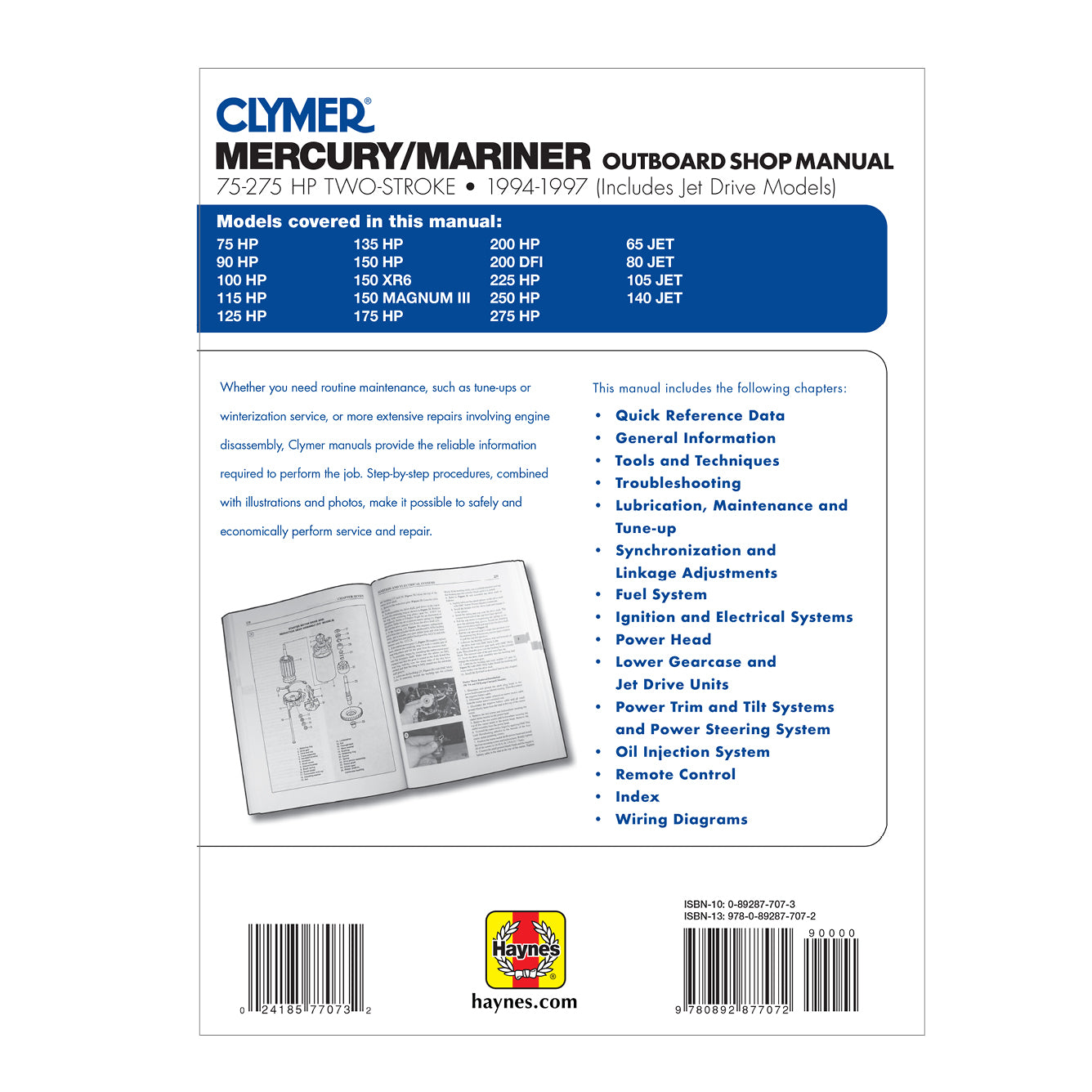 Mercury Mariner 75-275 HP Two Stroke Outboards Includes Jet Drive Models (1994-1997) Service & Repair Manual