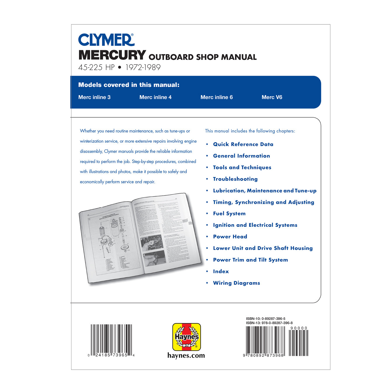 Mercury Inline V-6 45 Outboard 45-225 HP (1972-1989) Service Repair Manual