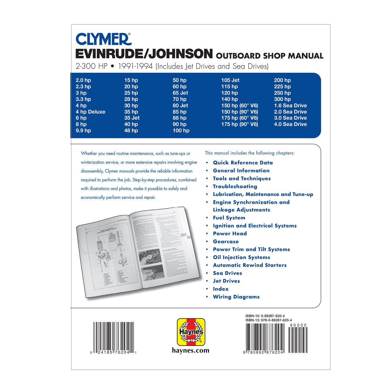 Evinrude Johnson 2-300 HP Outboards-Includes Jet Drives & Sea Drives (1991-1994) Service & Repair Manual