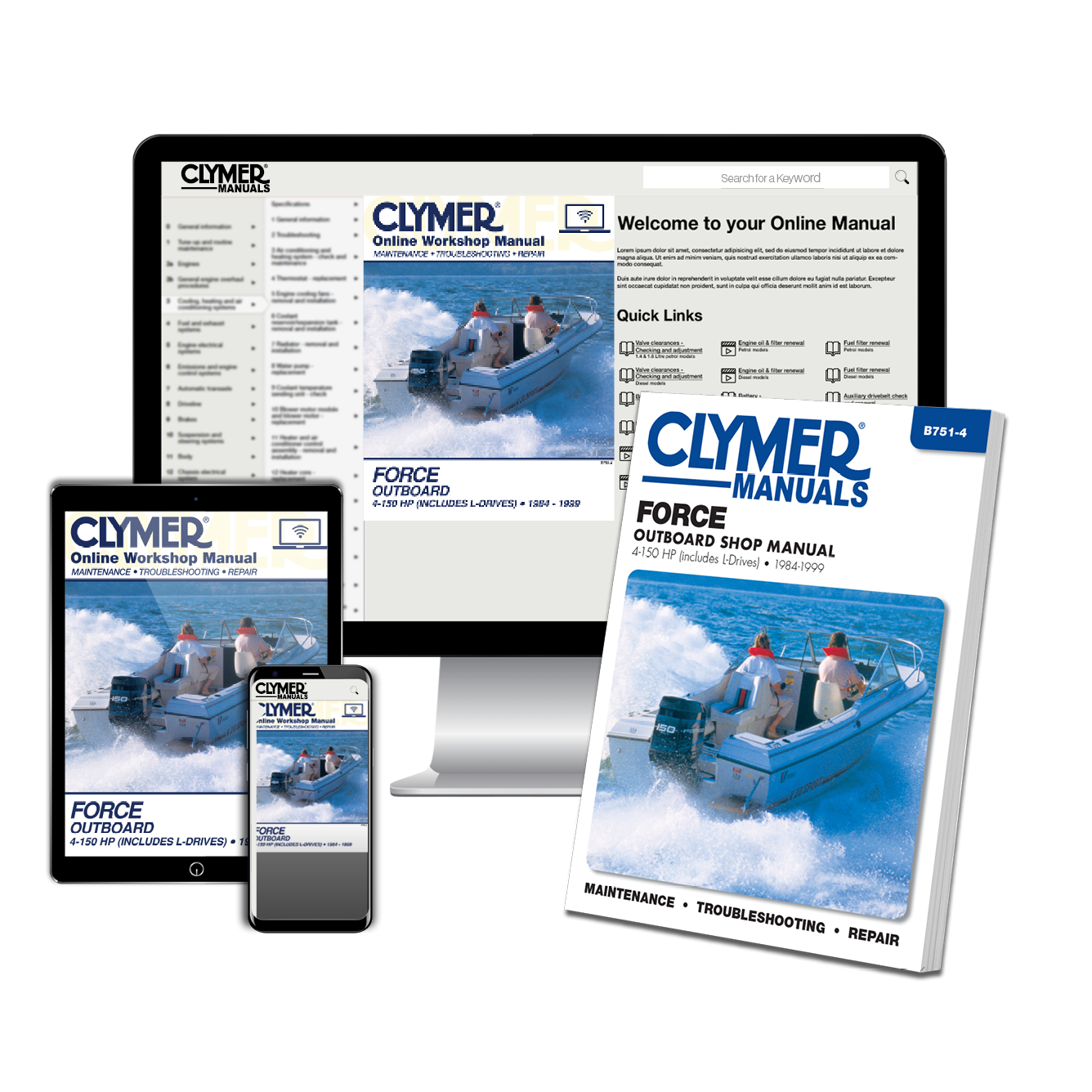 Force 4-150 HP Outboards Includes L Drives (1984-1999) Service Repair Manual