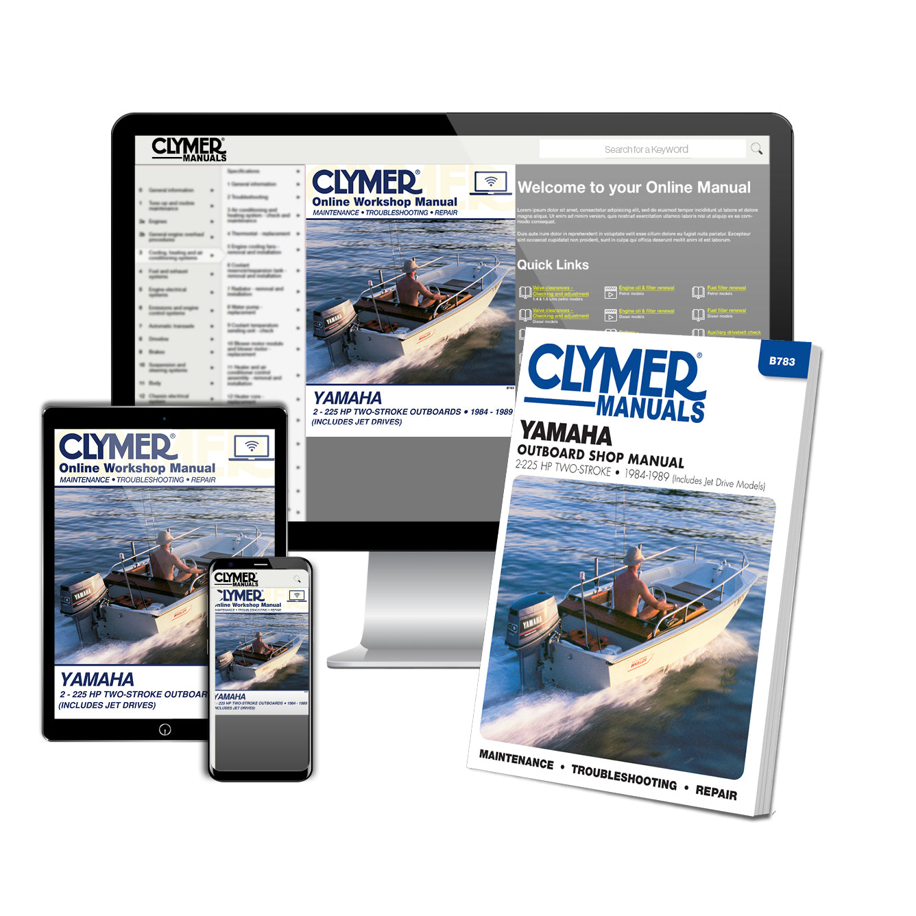 Yamaha 2-225 HP 2-Stroke Outboards & Jet Drives (1984-1989) Service & Repair Manual