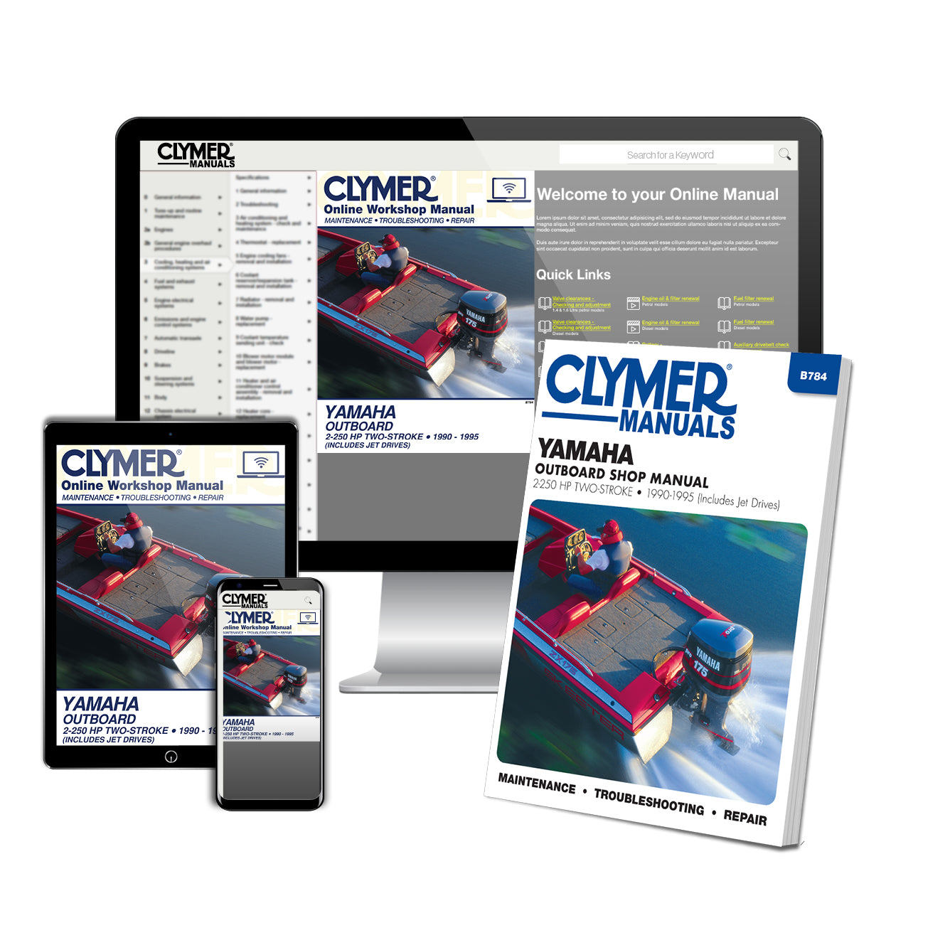 Yamaha 2-250 HP 2-Stroke Outboards & Jet Drives (1990-1995) Service & Repair Manual