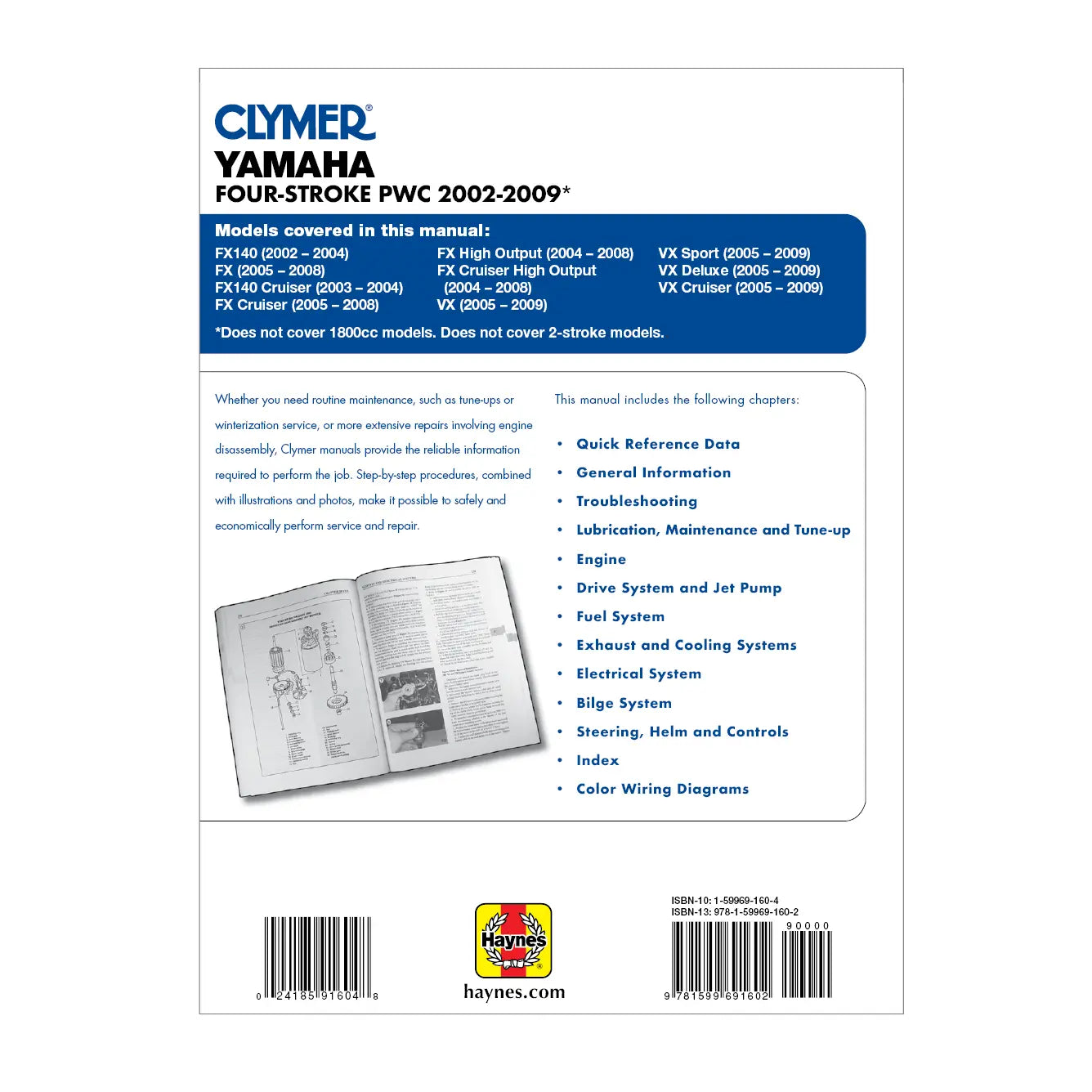 Clymer Yamaha Four-Stroke PWC manual cover with text and images on a white background