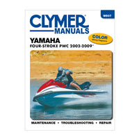 Clymer Manuals Yamaha Four-Stroke PWC 2002-2009 book cover with a person on a jet ski.