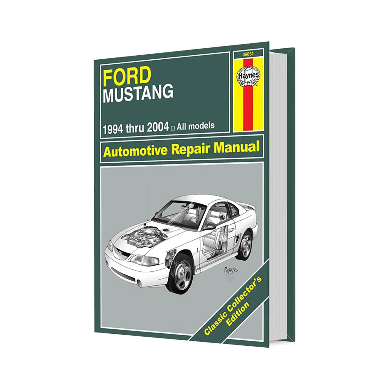 Ford Mustang automotive repair manual on a white background