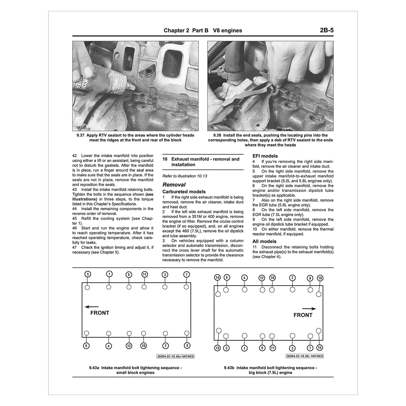 Technical manual page with text and diagrams on engine installation