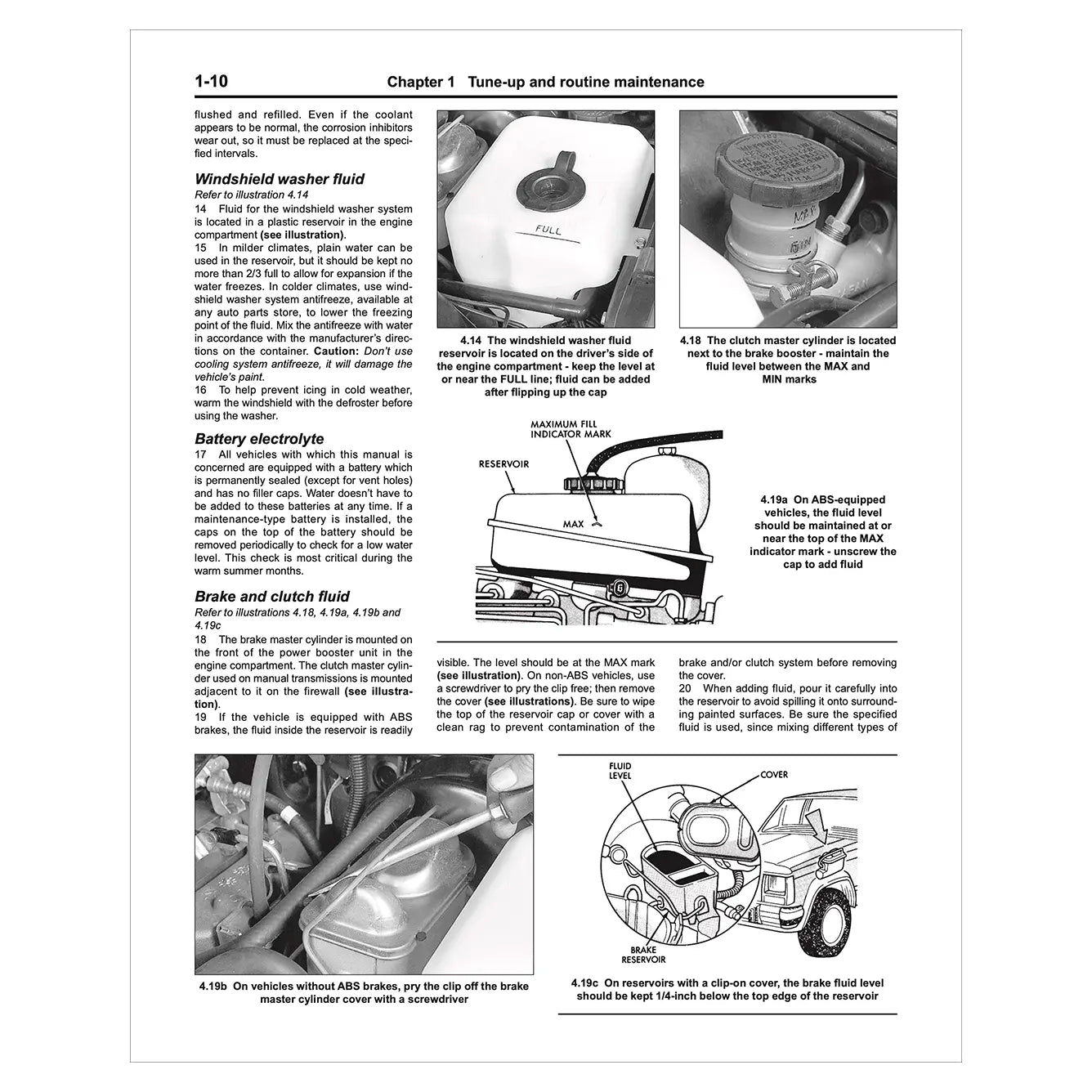 Page from a vehicle maintenance manual with text and illustrations on tune-up and routine maintenance.