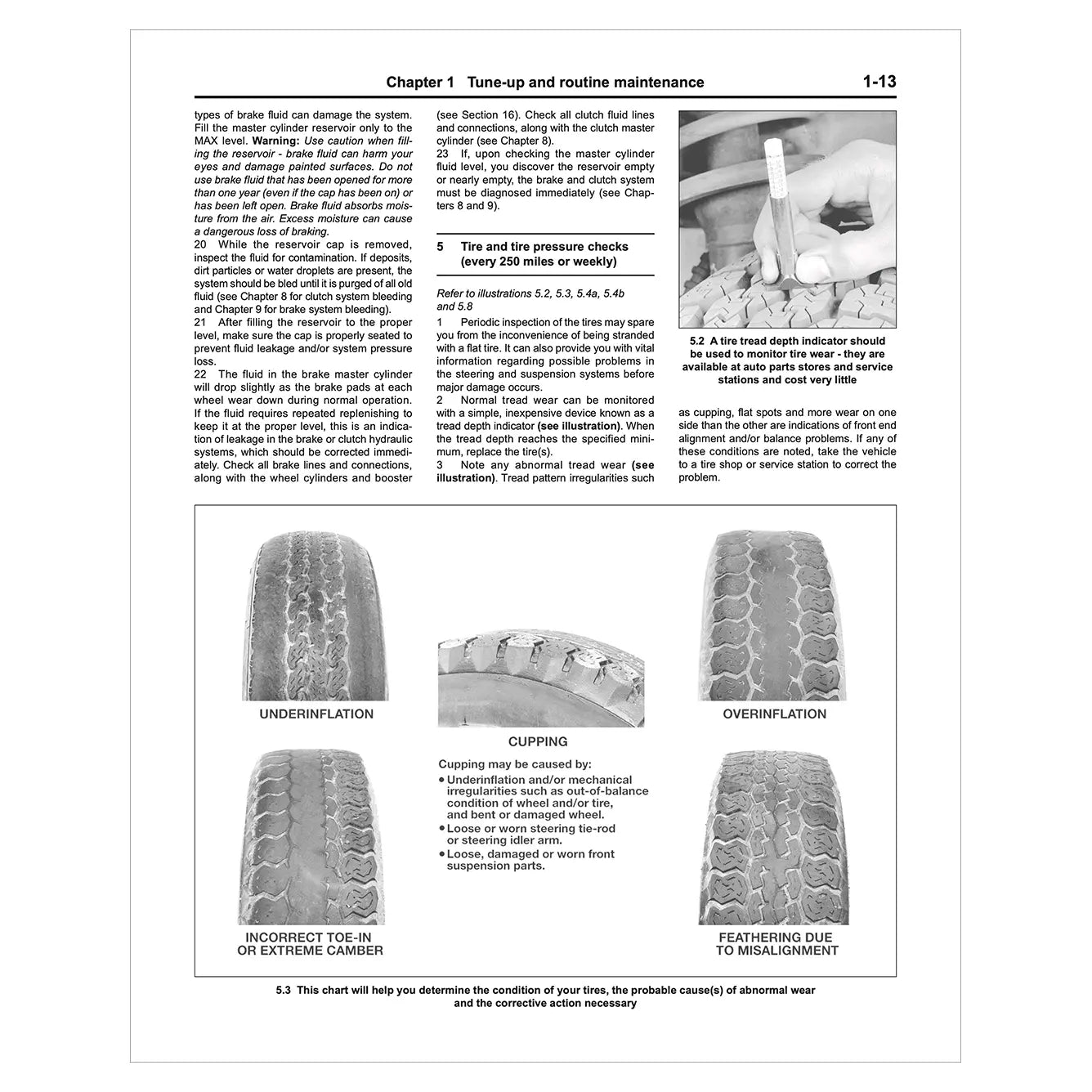 Technical diagram of tire conditions with text on a white background