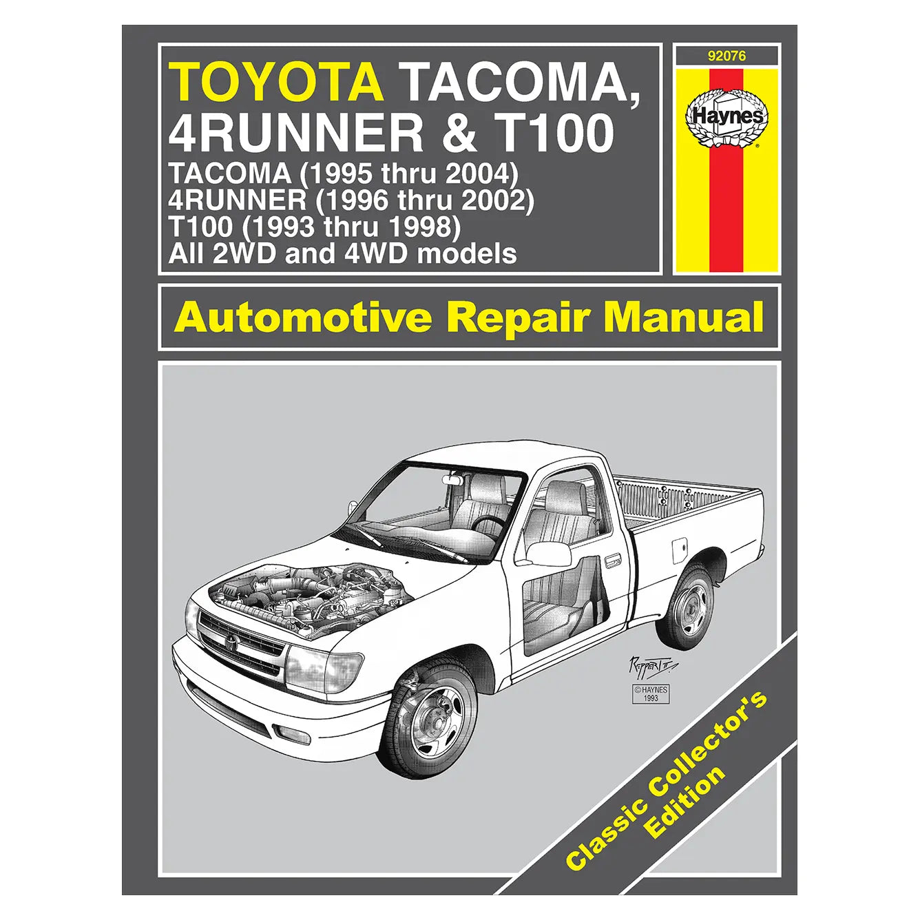 Toyota Tacoma, 4Runner & T100 repair manual cover with truck illustration and Haynes logo.