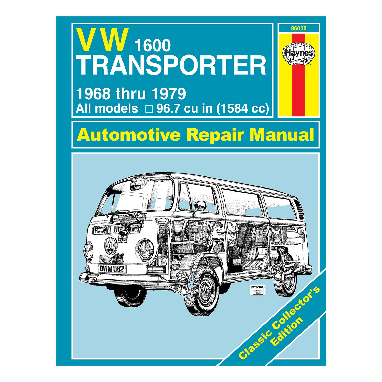 VW Transporter repair manual cover with a van illustration on a blue background