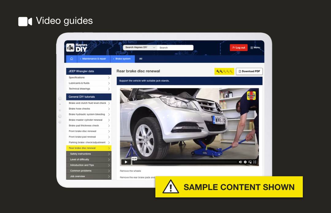 Sample content for Haynes DIY video guides