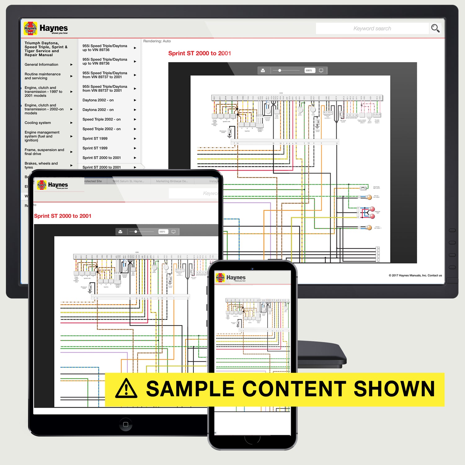 Sample wiring content for a Haynes motorcycle manual