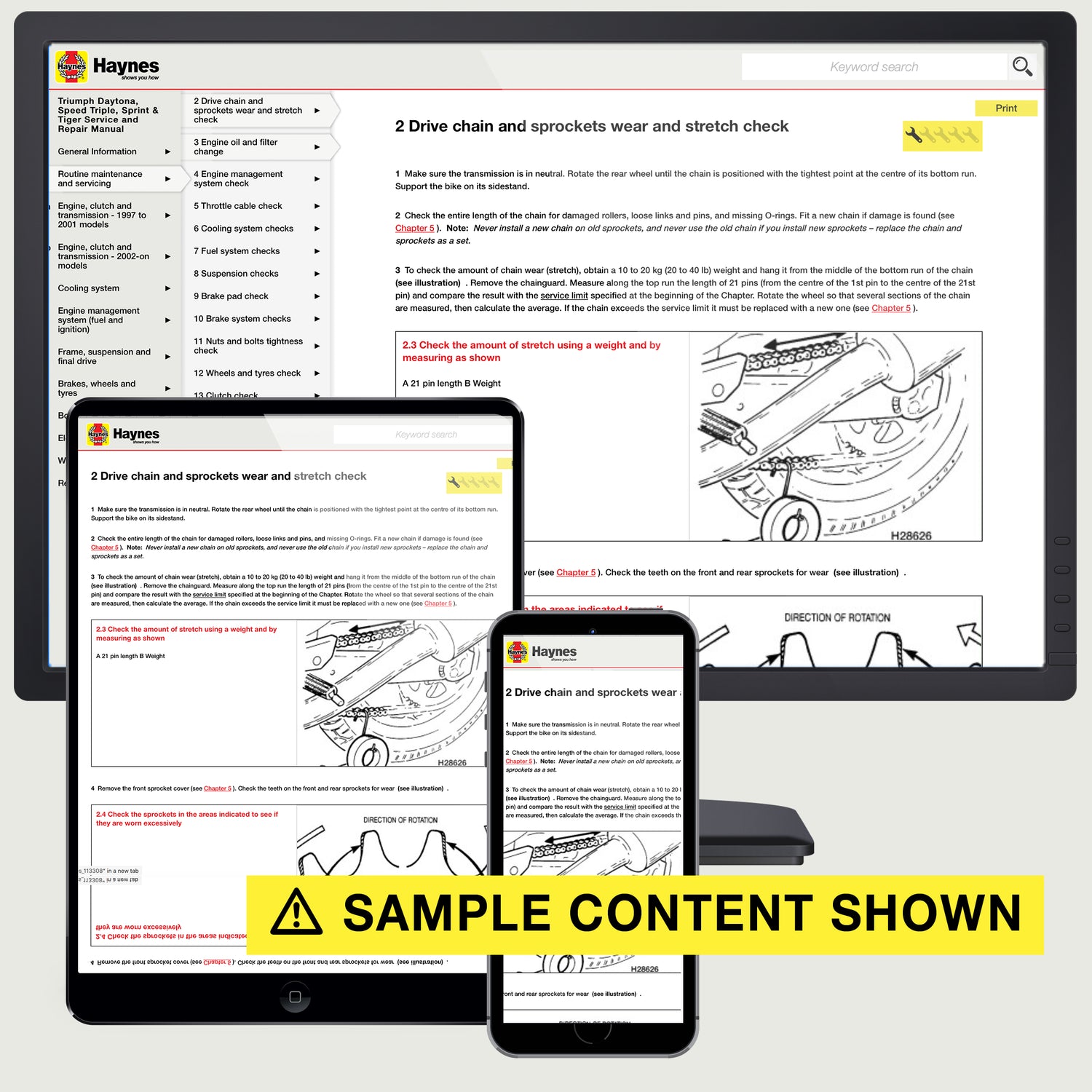 Sample content for a Haynes online motorcycle manual