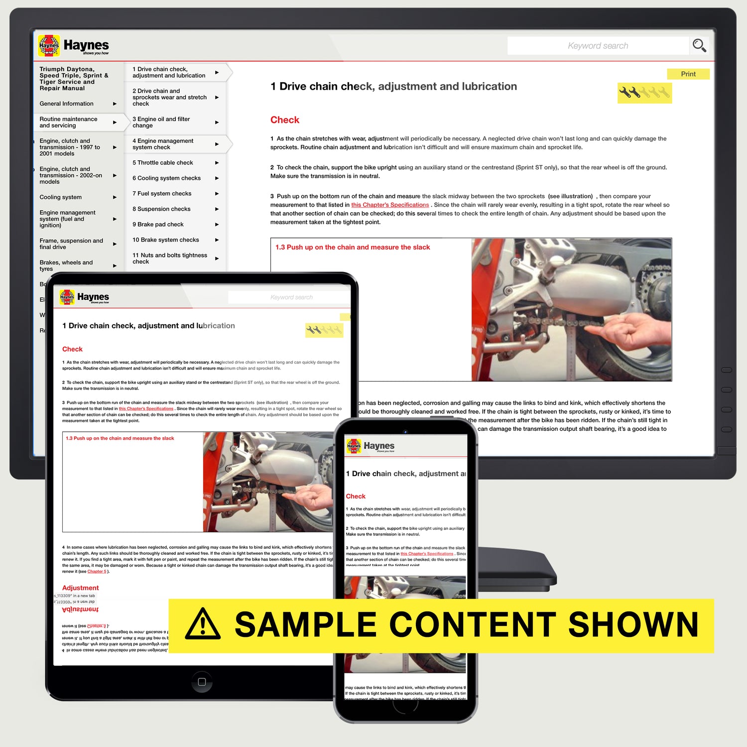 Sample content for a Haynes online motorcycle manual