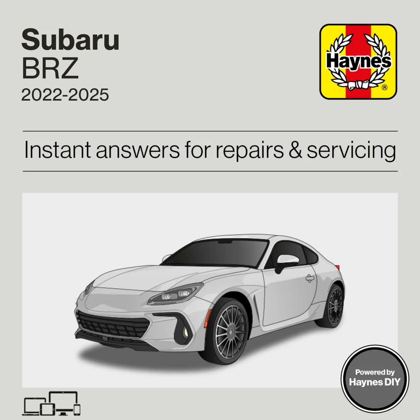 Haynes manual cover for Subaru BRZ major repairs and servicing, 2022-2025.