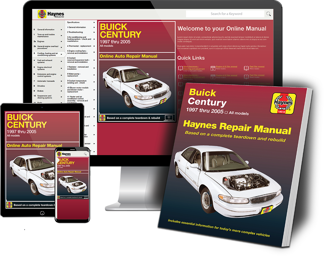 Buick Century 1997 thru 2005 Haynes Repair Manual Book and Online Bundle