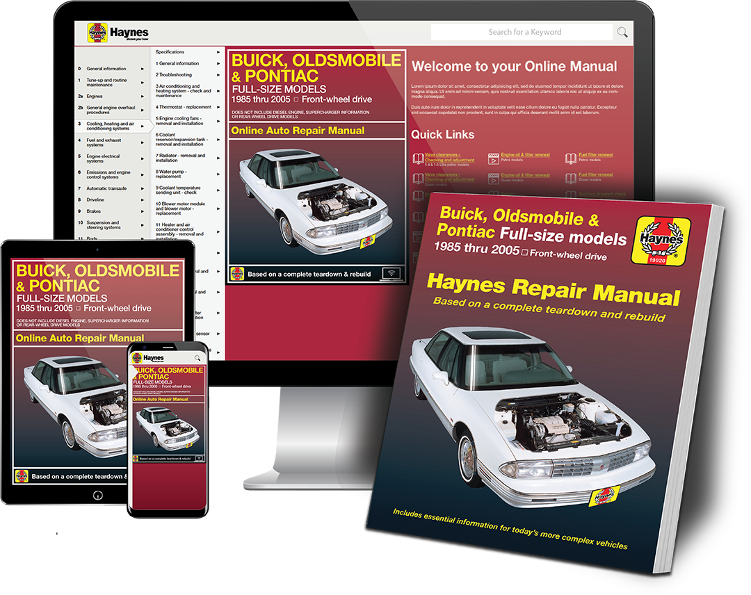 Buick Oldsmobile and Pontiac Haynes Repair Manual Book and Online Bundle