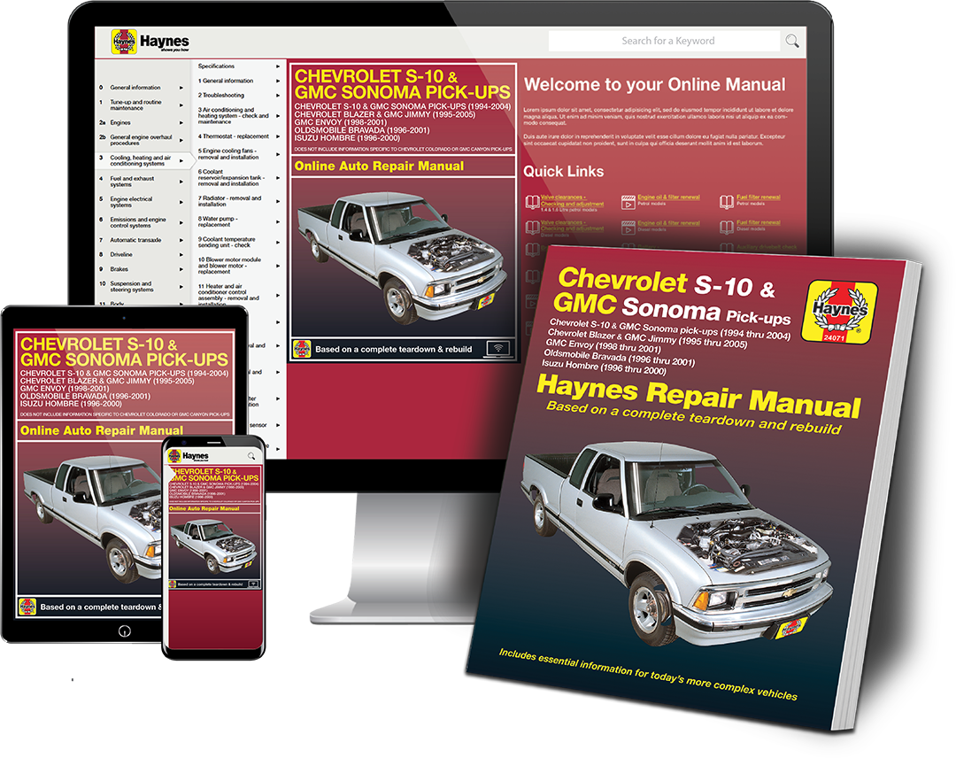 Chevrolet S-10 GMC Sonoma Pick Ups Book and Online Manual Bundle