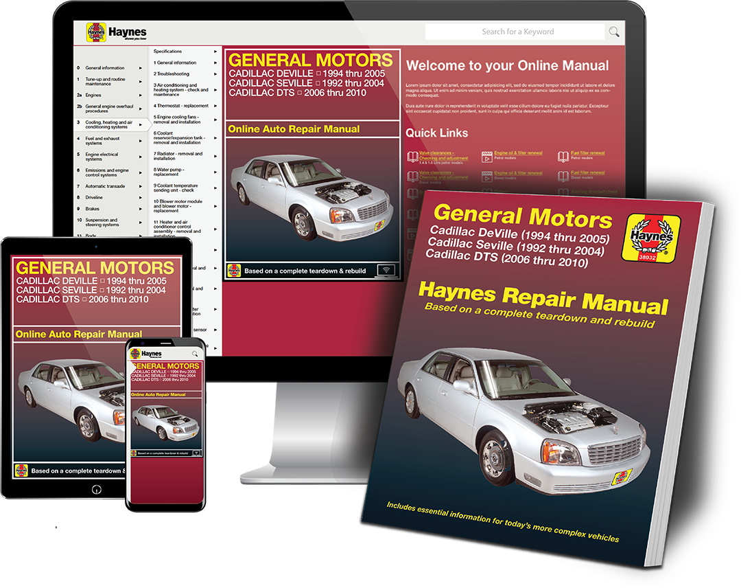 General Motor Cadillac Deville, Seville and DTS Haynes Repair Manual Book and Online Bundle