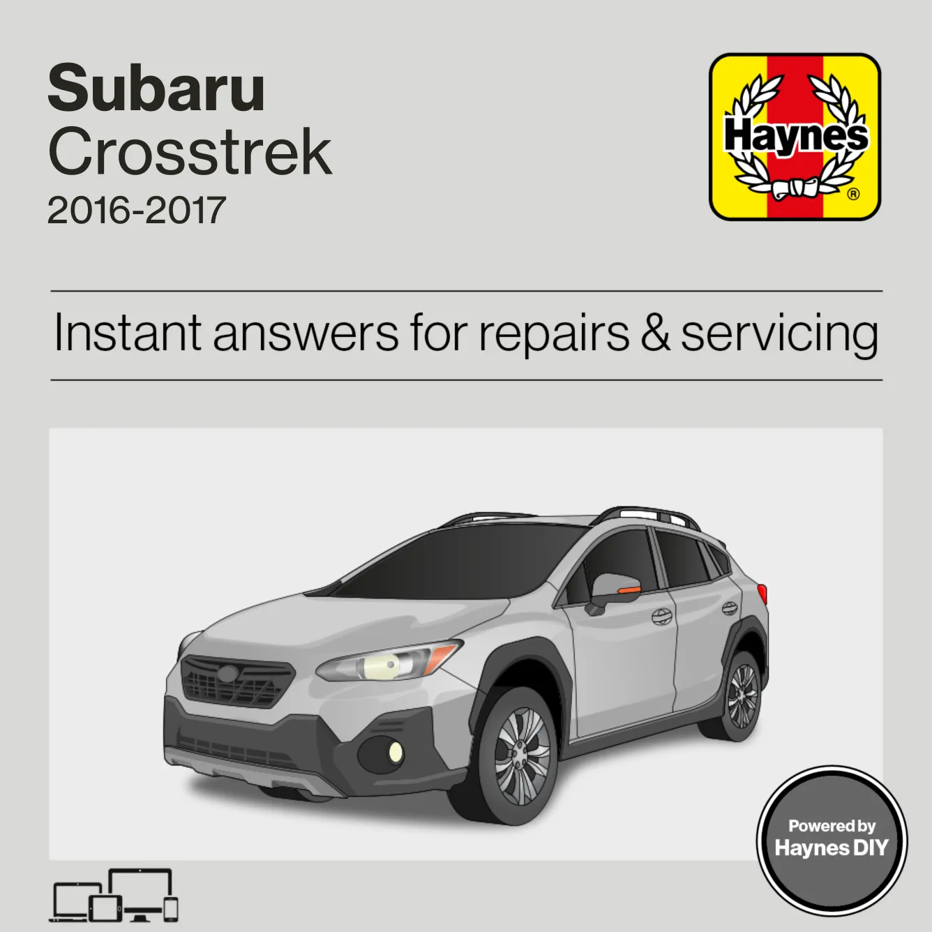 Haynes DIY repair manual cover for Subaru Crosstrek 2016-2017 on a gray background