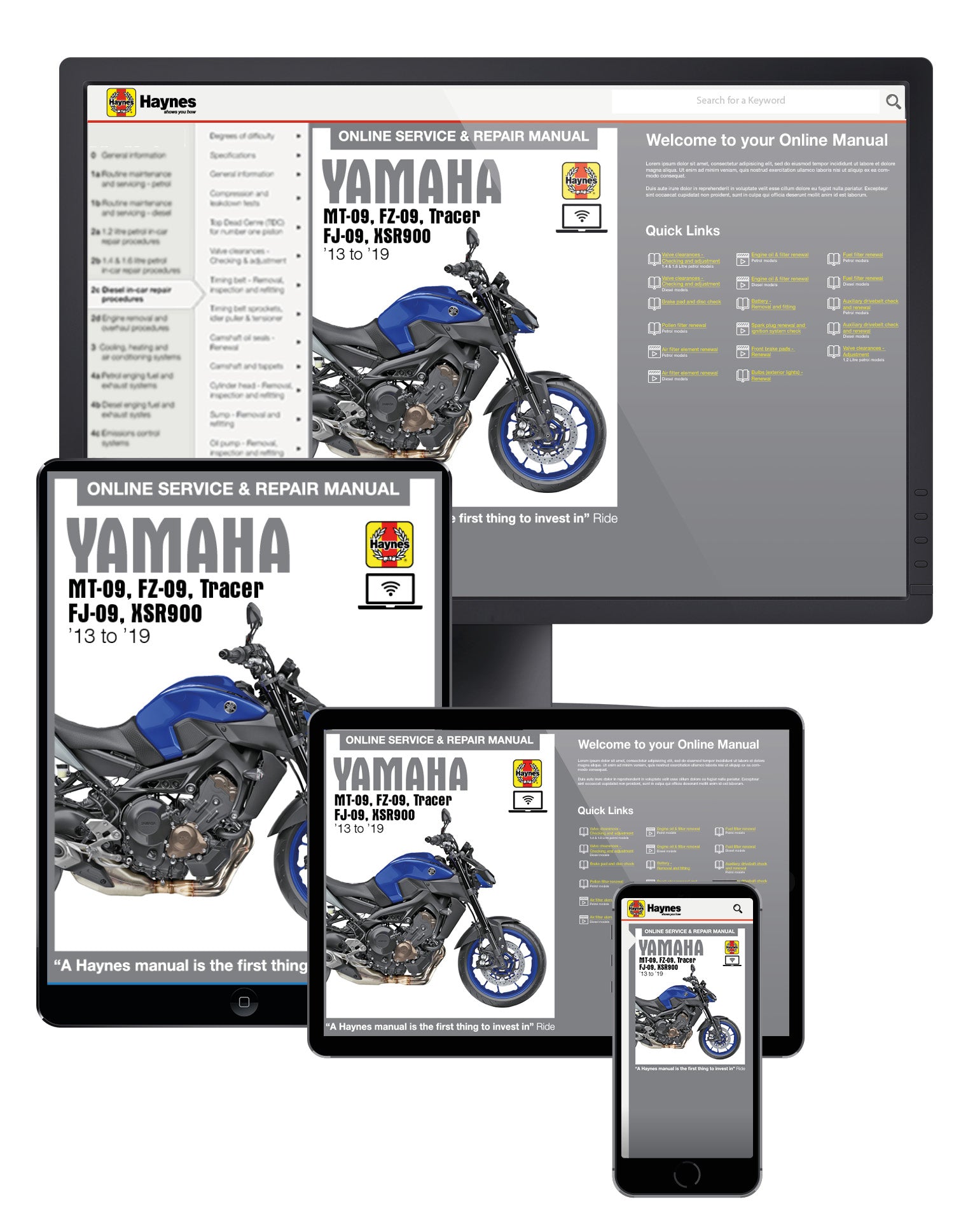 Haynes Repair Manual MT-09, FZ-09, TRACER, FJ-09, XSR900 13-16
