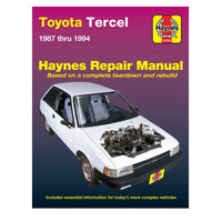 Haynes repair manual for Toyota Tercel 1987-1994 with a white car on the cover.