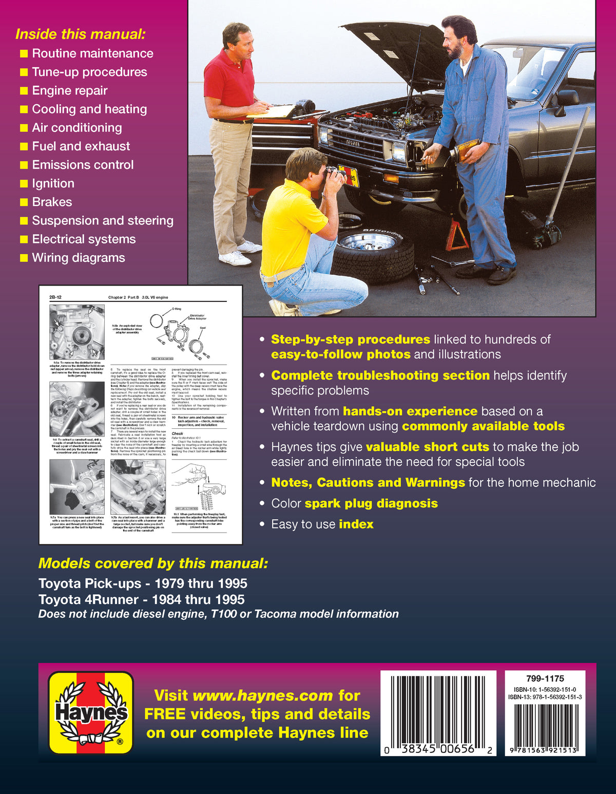 Toyota pick-ups (79-95), 4Runner (84-95) & SR5 Pick-up (79-95) Haynes ...